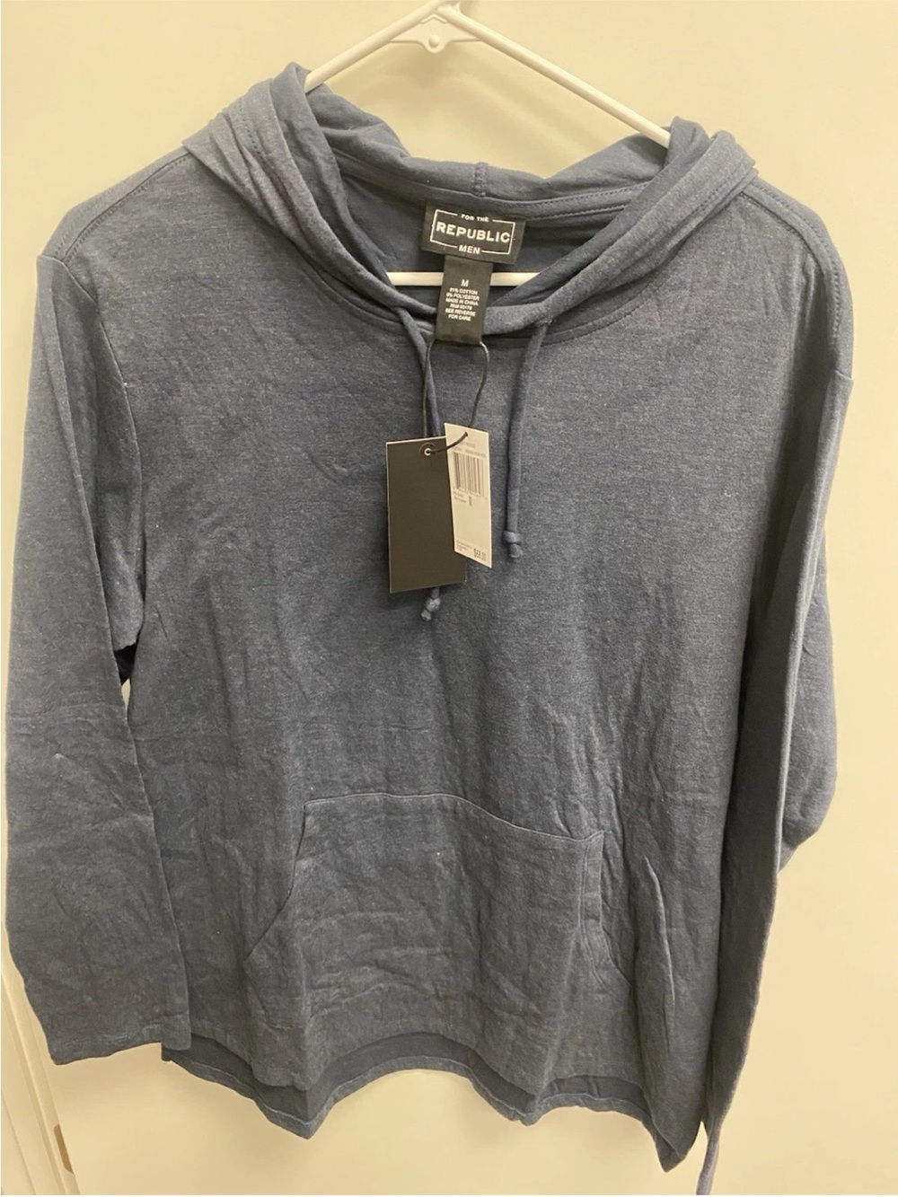 For The Republic Men's Washed Blue Pullover Hoodie
